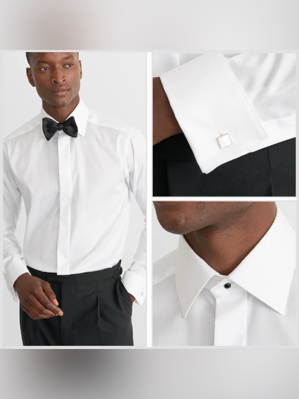 Eton White Stripped Signature Twill Tuxedo Shirt French Cuffs Size 18 XXL